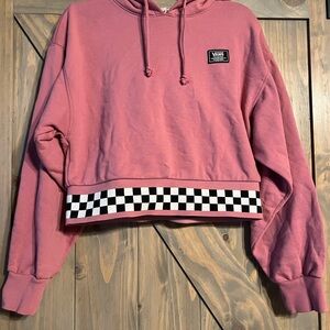 Vans Women's Pink Hoodie with Checkered Hem